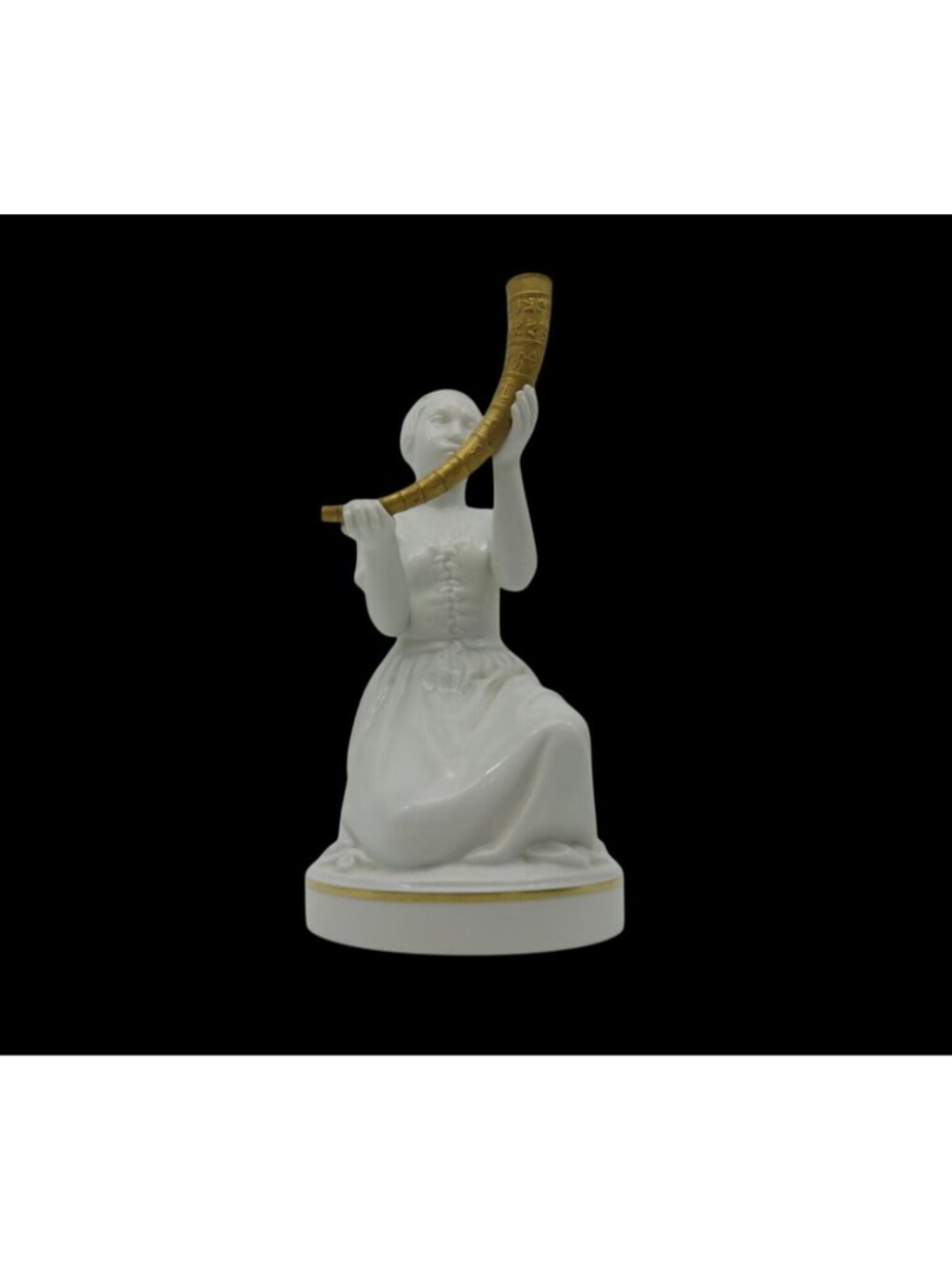 Royal Copenhagen Girl with Gold Horn 12242 Figure Denmark Vintage 8.7"